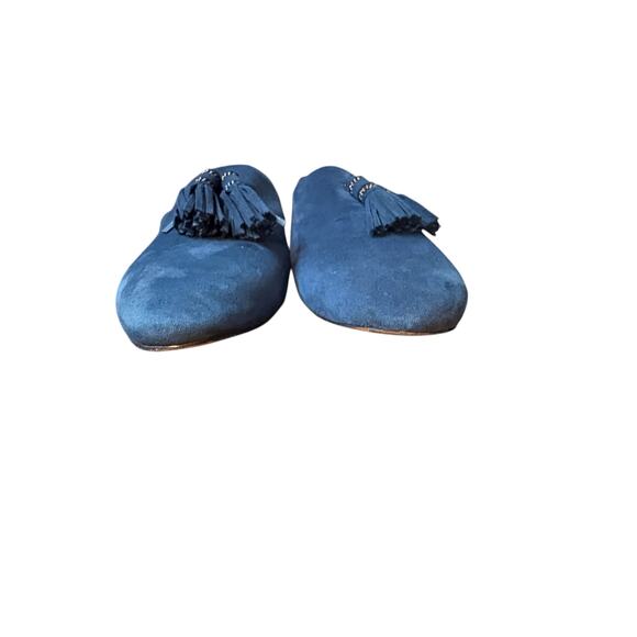 Karl Lagerfeld Paris Navy Blue Suede Tassel Loafers sz 9 - Picture 3 of 13